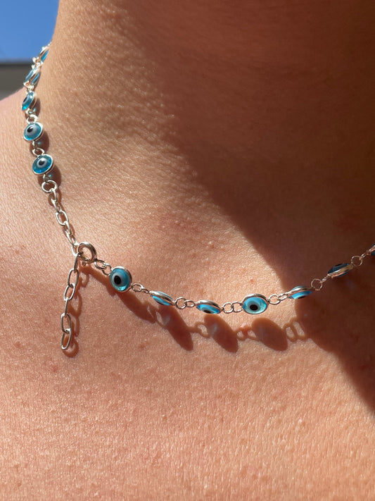 Collana con occhio di Allah celeste