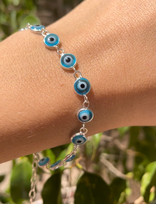 Bracciale con occhio di Allah celeste