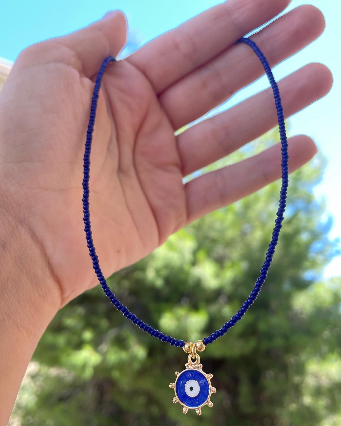 Collana con perline e occhio di Allah in 5 colori