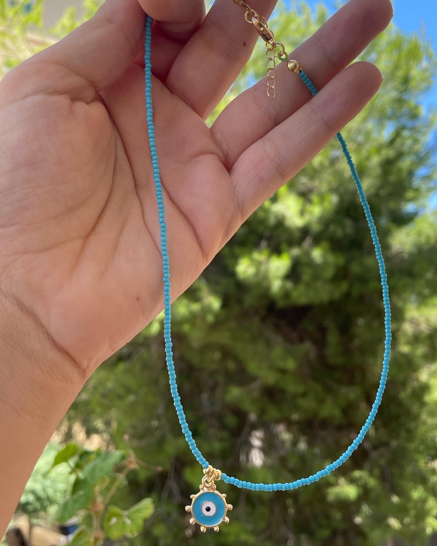 Collana con perline e occhio di Allah in 5 colori